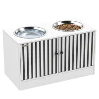 PawHut Gamelles surélevées pour chien, meuble repas avec rangement 10,6 gal, 2 gamelles inox 2,1 qt, anti-glouton, antidérapant(m-18)