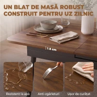 HOMCOM Masă extensibilă de dining, 130-160 cm, finisaj nuc deschis(m-7)