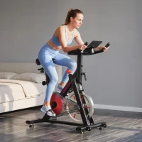 SPORTNOW Heimtrainer mit Bluetooth-App, magnetischer Widerstand, 8 kg Schwungrad, LCD-Display, verstellbarer Sitz und Lenker(m-4)