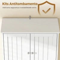 HOMCOM Armário Alto para Casa de Banho com 3 Armários de Porta Dupla e Prateleiras Ajustáveis 60x30x160 cm Branco(m-7)