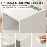 HOMCOM Set 2 Tavolini da Salotto Moderni con Ripiani Aperti, 2 prese AC e 2 porte USB, Bianco(m-7)