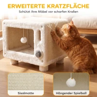 PawHut Kattenhuis in tv-design met hangmat en speelbal, sisal krabmat, voor katten tot 7 kg, 50 x 33 x 42 cm(m-6)