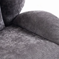 HOMCOM Modern Chenille Lazy Chair with Ottoman, 360° Swivel, Upholstered Reading Seat Set for Living Room, Dark Grey(m-13)