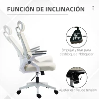 Vinsetto Silla de Oficina de Malla Silla de Escritorio con Altura Ajustable Reposacabezas Regulable y Reposabrazos Beige(m-5)