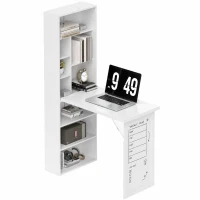 HOMCOM Bureau d'ordinateur pliable avec bibliothèque, poste de travail, tableau blanc et étagère réglable, 98x51x153cm, blanc(m-12)