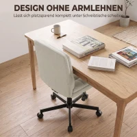 HOMCOM Bureaustoel zonder armleuningen, bureau- en kaptafelstoel in linnenlook, met dubbellaagse vulling en kantelfunctie, lichtgrijs(m-7)