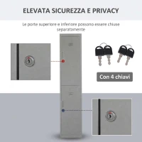 Vinsetto Armadietto 4 Ripiani 2 Porte Chiusura di Sicurezza Ufficio Garage Officina Acciaio Laminato a Freddo 38x46x180cm Grigio(m-5)