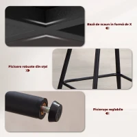 HOMCOM Set 2 Scaune de Bar din Chenille, 68 cm, cu Spătar și Suport pentru Picioare, Cadru din Oțel, Bej(m-6)