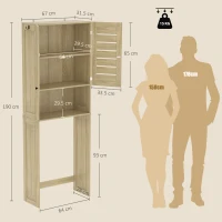 HOMCOM Corp deasupra WC-ului pentru toaletă/mașină de spălat cu dulap cu uși duble, uși cu jaluzea, 67x31,5x190 cm, stejar(m-3)