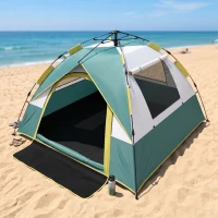 Outsunny Tente de camping pop up 2 personnes porte 3 fenêtres sac de transport inclus fibre verre polyester PE(m-9)