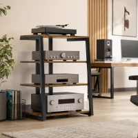 HOMCOM HiFi Stand, with Four Storage Shelves - Rustic Brown(m-2)