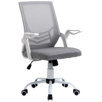 Vinsetto Silla de Oficina Ergonómica Silla de Malla con Altura Ajustable Reposabrazos Abatible Soporte Lumbar Transpirable 62,5x55x94-104 cm Gris