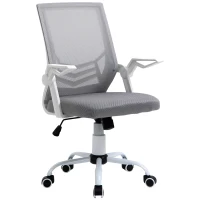 Vinsetto Silla de Oficina Ergonómica Silla de Malla con Altura Ajustable Reposabrazos Abatible Soporte Lumbar Transpirable 62,5x55x94-104 cm Gris(m-1)