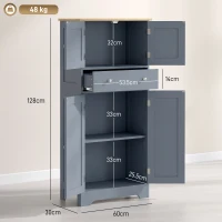 HOMCOM Kitchen Cupboard, Modern Freestanding Kitchen Storage Cabinet with Doors and Shelves, Grey Blue(m-3)