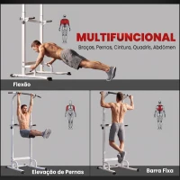 SPORTNOW Barra de Elevações com Altura Ajustável 176,5-227 cm Resistente Máquina de Elevações Multifuncional  Branco(m-4)