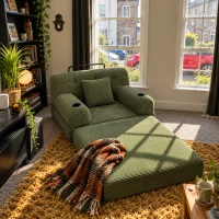 1-Seater Sleeper Sofa with Metal Frame and High-Density Foam, Single Convertible Chair Bed for Cosy Interiors, Green(m-1)