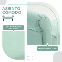 HOMCOM Banco Pie de Cama Tapizado en Lona con Patas de Madera Reposabrazos y Asiento Acolchado Verde Claro(m-4)