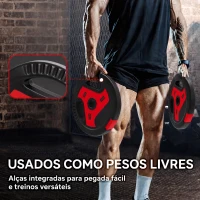 SPORTNOW Conjunto de 4 Anilhas 25 kg, Orifício Ø25 mm, 2x7,5 kg + 2x5 kg, com Pegas, para Halteres e Barras, Preto e Vermelho(m-4)