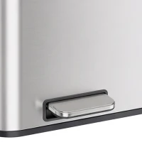 HOMCOM Poubelle à Double Compartiment 2 x 30 L, Poubelle de Cuisine à Pédale en Acier Inoxydable, Argenté(m-13)