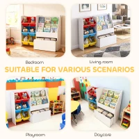 AIYAPLAY Toy Storage Unit, 3-Tier Toy Organiser Shelf with 6 Removable Storage Bins for Bedroom, Nursery, Multicoloured(m-6)