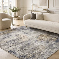 HOMCOM Tapete de sala, Poliéster, padrão artístico moderno, lavável, Cinza(m-5)