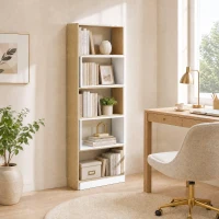 HOMCOM Libreria Angolare a 5 Ripiani dal Design Modulabile e Salvaspazio, in Legno, 67x67x163.7 cm, Multicolore(m-9)