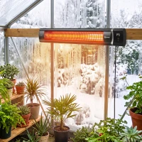 Outsunny Calefactor por Infrarrojos Terraza 3000 W IP65 9 Niveles Calor Temporizador 24 H Control Táctil/Remoto Pantalla LED(m-9)