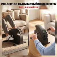 SPORTNOW Mini Heimtrainer Pedaltrainer mit stufenlosem Widerstand LCD-Display 4-fach verstellbaren Pedalriemen Griff(m-4)