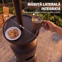 Outsunny Încălzitor de terasă cu gaz 13 kW, cu roți și măsuță, maro(m-5)