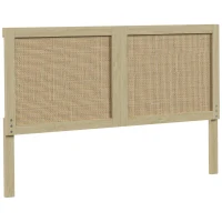 HOMCOM Cabeceira de Madeira com Efeito Rattan, Design Boho, para Quarto, 140 x 4 x 87 cm, Carvalho(m-1)