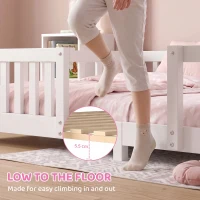 AIYAPLAY Wooden Kids House Single Bed Frame, Solid Pine Wood Toddler Bed with Dual Guardrails for Children, Boys, Girls, White(m-5)