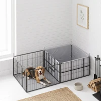 PawHut Seven-Panel Dog Whelping Box, Dog Playpen with Washable Whelping Pads, Wind-Resistant Fabric, for Small and Medium Dogs(m-9)