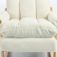 HOMCOM Schommelstoel met zijvakken, snow-flanel bekleding en rubberhouten poten, crèmewit(m-10)