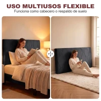 HOMCOM Cabecero de Cama 160 cm con Altura Ajustable de Chenilla Diseño de Rombos y Estructura Metálica Gris Oscuro(m-5)