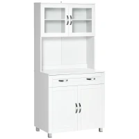 HOMCOM Mueble Aparador auxiliar de Cocina Alacena Armario de Comedor con Estantes Interiores Ajustables y Cajón 80x48x170 cm Blanco(m-1)