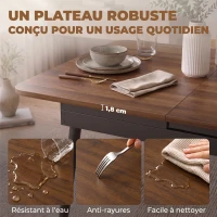 HOMCOM Table à Manger Extensible Rectangle pour 4 à 6 Personnes, Table de Cuisine 130-160 cm avec Coins Arrondis, Noyer Clair(m-7)