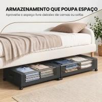 HOMCOM Conjunto de 2 Caixas de Arrumação debaixo da Cama com Rodas 40 L Organizador de Sapatos em Tecido Oxford Preto(m-4)