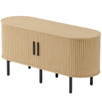 HOMCOM Meuble TV 106 cm, Meuble Télé pour 50 Pouces, 2 Portes Coulissantes à Tambour 4 Compartiments Étagères Réglables, Chêne(m-1)