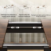 HOMCOM Masă extensibilă de dining, 130-160 cm, finisaj nuc deschis(m-5)