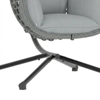 Outsunny Hanging Egg Chair, Indoor Outdoor Rattan Hammock Swing Chair with Stand, Safety Strap, Foldable Basket, Dark Grey(m-12)