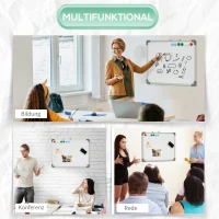 HOMCOM Whiteboard Magnettafel, leicht abwischbar, mit 4 Markern, 10 Magneten, 1 Radierer, 60 x 1,8 x 45cm(m-6)