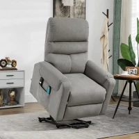 HOMCOM Poltrona Reclinabile Massaggiante con Telecomando, in Poliestere e Metallo, 79x97x103 cm, Grigio(m-10)