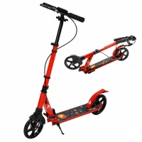 SPORTNOW Trottinette Pliable en Aluminium, Guidon Réglable, Freinage Double à Main/Pédale, Roues PU 18 cm, 86x38x103,5cm, Rouge(m-16)