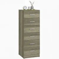 HOMCOM Comodă cu 6 Sertare, Modernă, 40x40x110 cm, Gri-Maro(m-11)