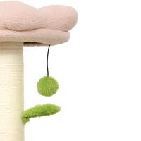 PawHut Cat Tree for Indoor Kittens, 88cm Flower Cat Tower with Condo & Bed, Scratching Post, 2 Toy Balls and 2 Crinkle Leaves(m-11)
