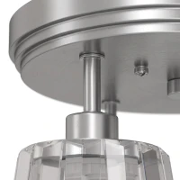 HOMCOM 3-Light Crystal Glass Ceiling Light, 40W, 3 E27 Sockets, Dual Mounting, Bulb Not Included, Silver(m-10)
