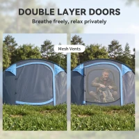 Outsunny 3 Person Pop-up Camping Tent, Family Dome Tent with Ground Sheet, 4 Windows and Portable Carry Bag for Beach Outdoor Trip, Sky Blue(m-6)