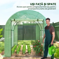 Outsunny Solar de Grădină Tip Tunel, 3x2x2 m, Oțel și PE Anti-UV, Verde(m-5)