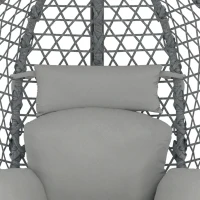 Outsunny Hanging Egg Chair, Indoor Outdoor Rattan Hammock Swing Chair with Stand, Safety Strap, Foldable Basket, Dark Grey(m-11)