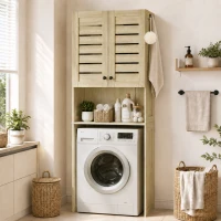 HOMCOM Corp deasupra WC-ului pentru toaletă/mașină de spălat cu dulap cu uși duble, uși cu jaluzea, 67x31,5x190 cm, stejar(m-5)